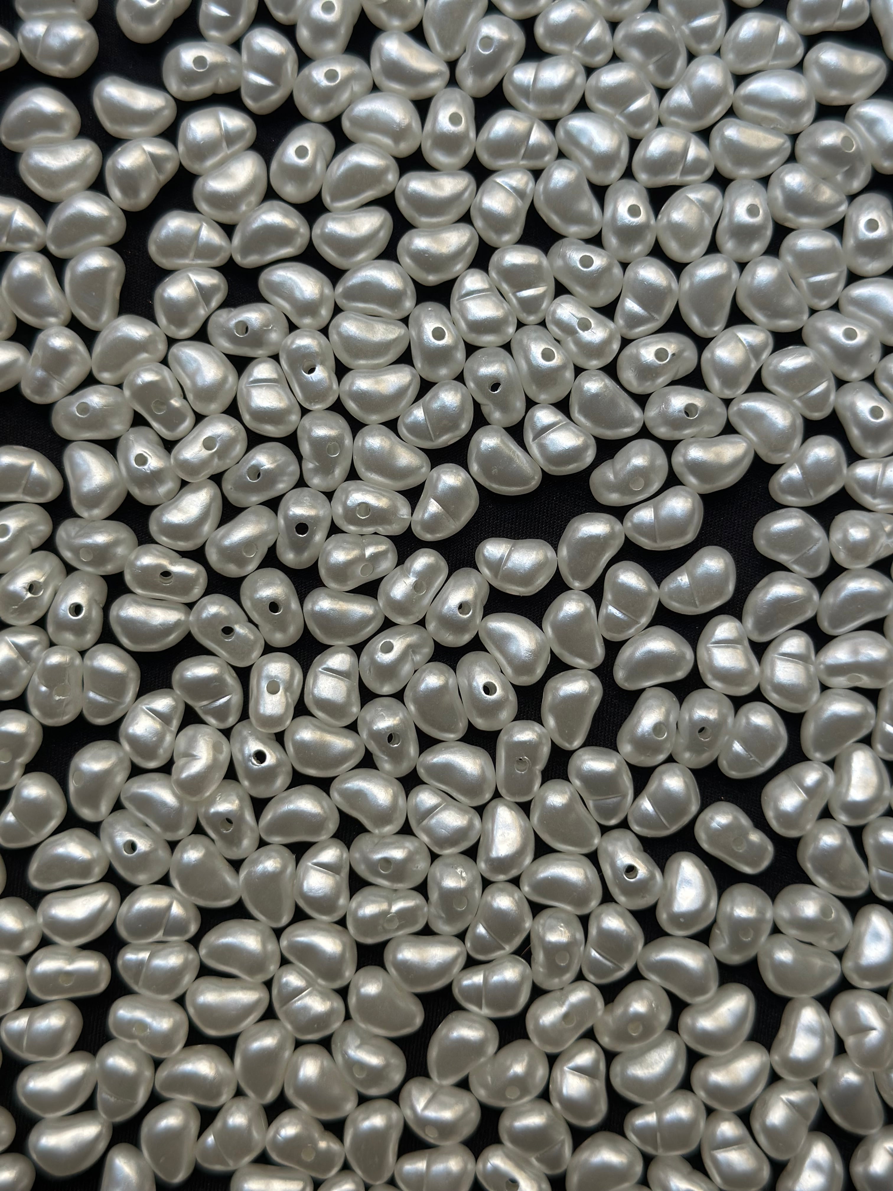 100 Adet Barok Yamuk İnci Boncuk 6x9 mm Beyaz Takı Aksesuarı
