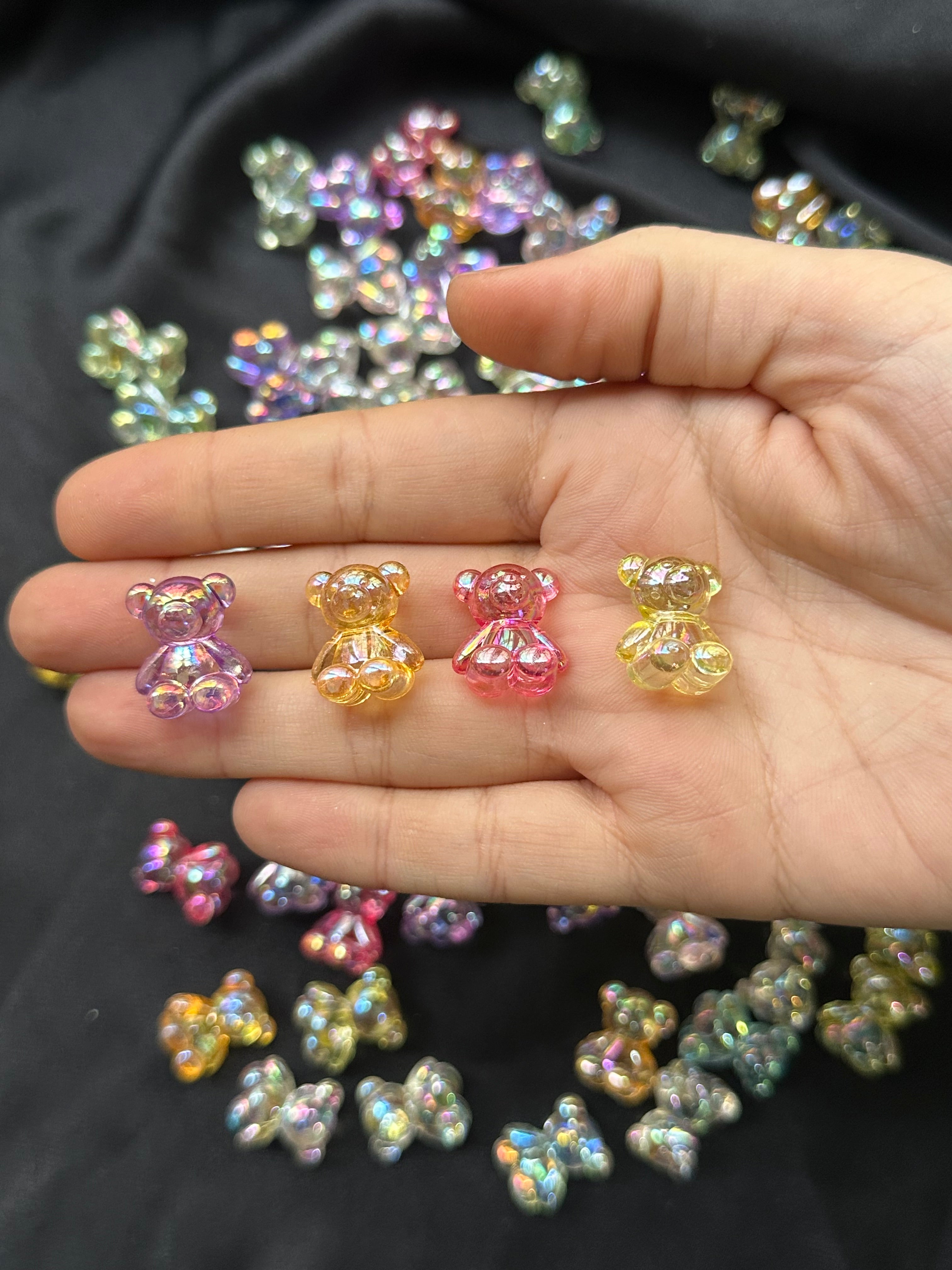 15 Adet Karışık Şeffaf Renkli Akrilik Ayıcık Boncuk – 18 mm