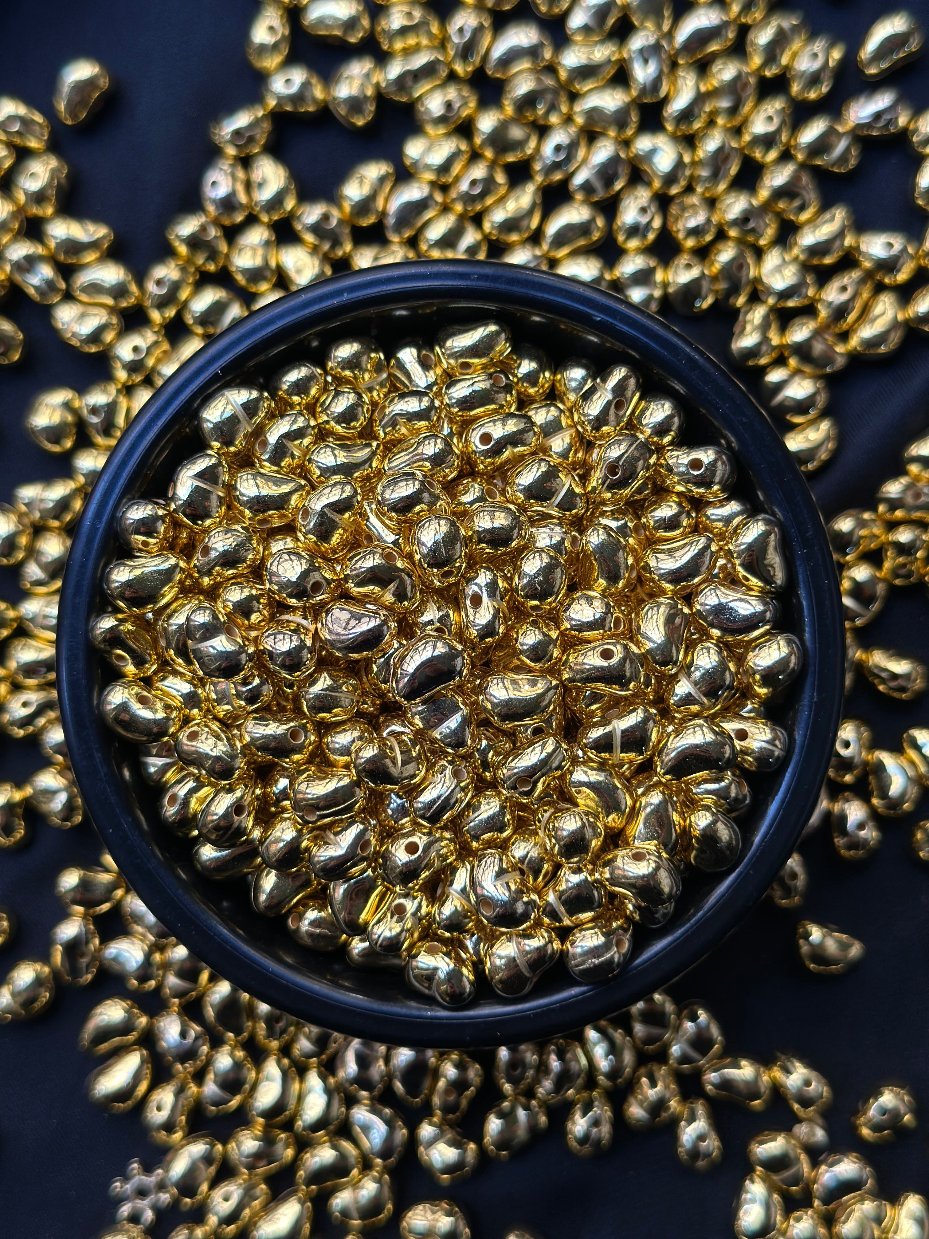 100 Adet Barok Yamuk İnci Boncuk 6x9 mm Gold Altın Kaplama Takı Aksesuarı