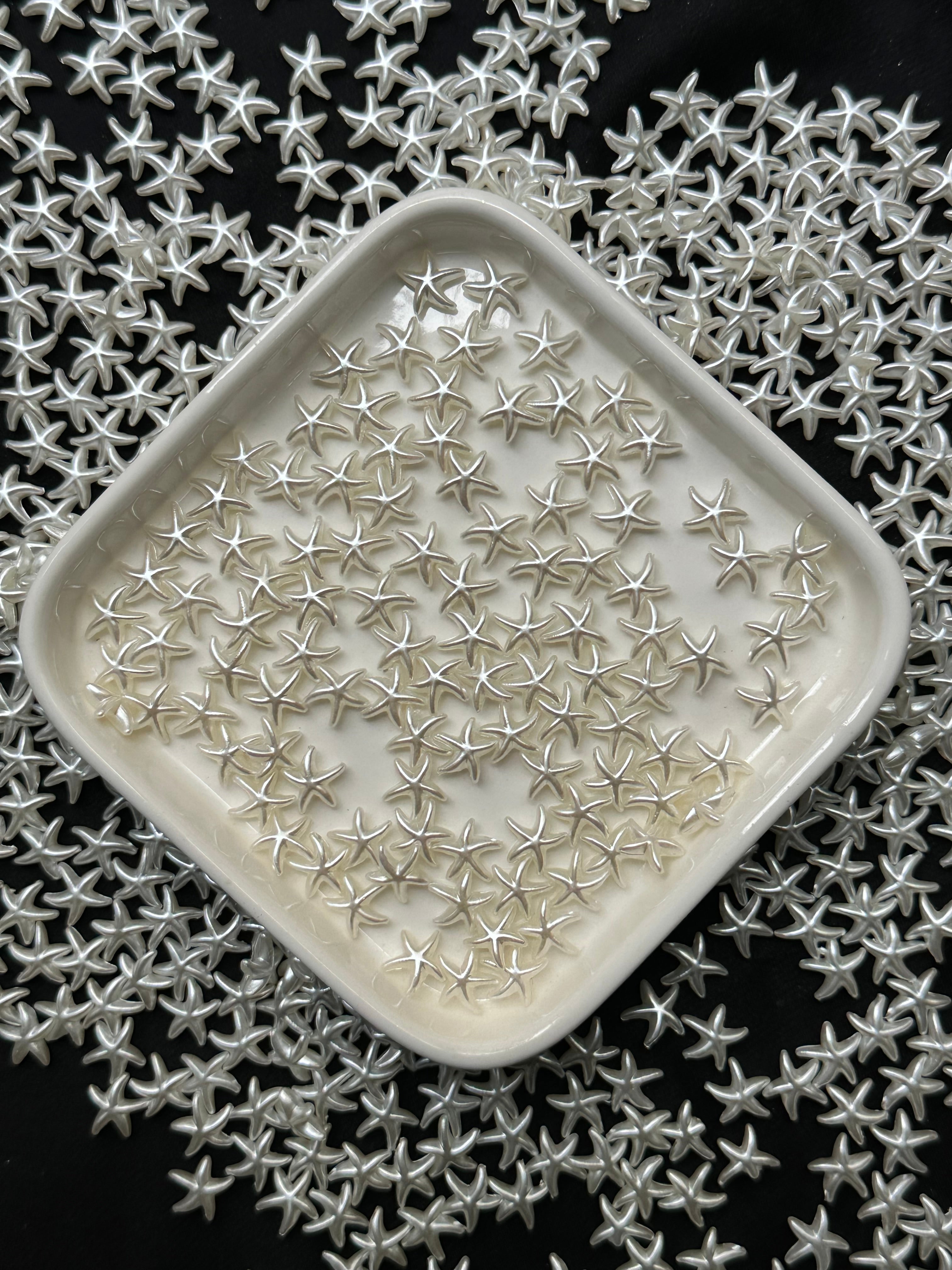 200 Adet 6 mm Beyaz Sedefli Yıldız Akrilik Boncuk – Plastik Takı & Bileklik Aksesuarı