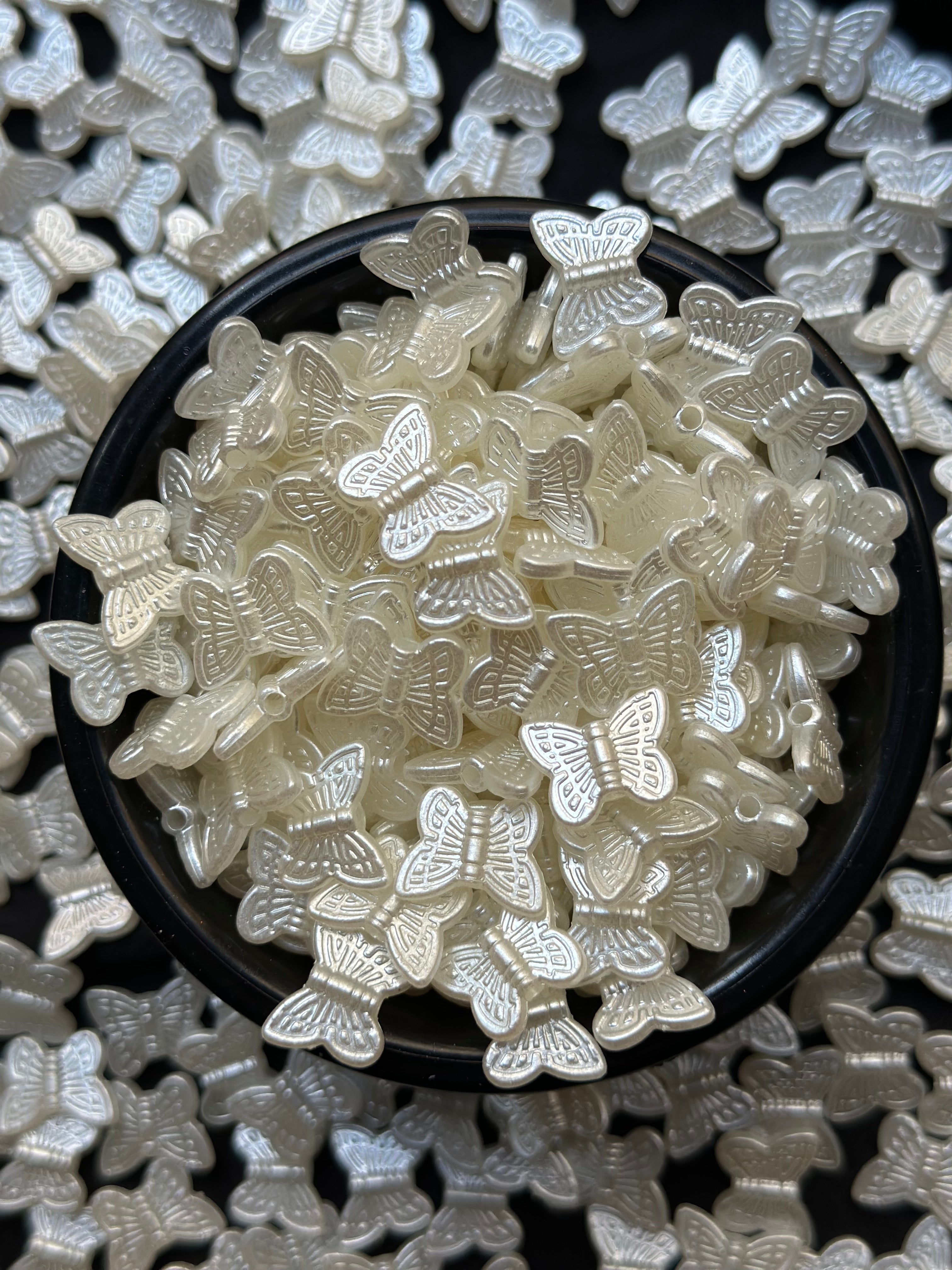 50 Adet Beyaz Sedefli Kelebek Boncuk 11x14 mm – Takı, Bileklik, Kolye, Dekor ve Aksesuar Malzemesi