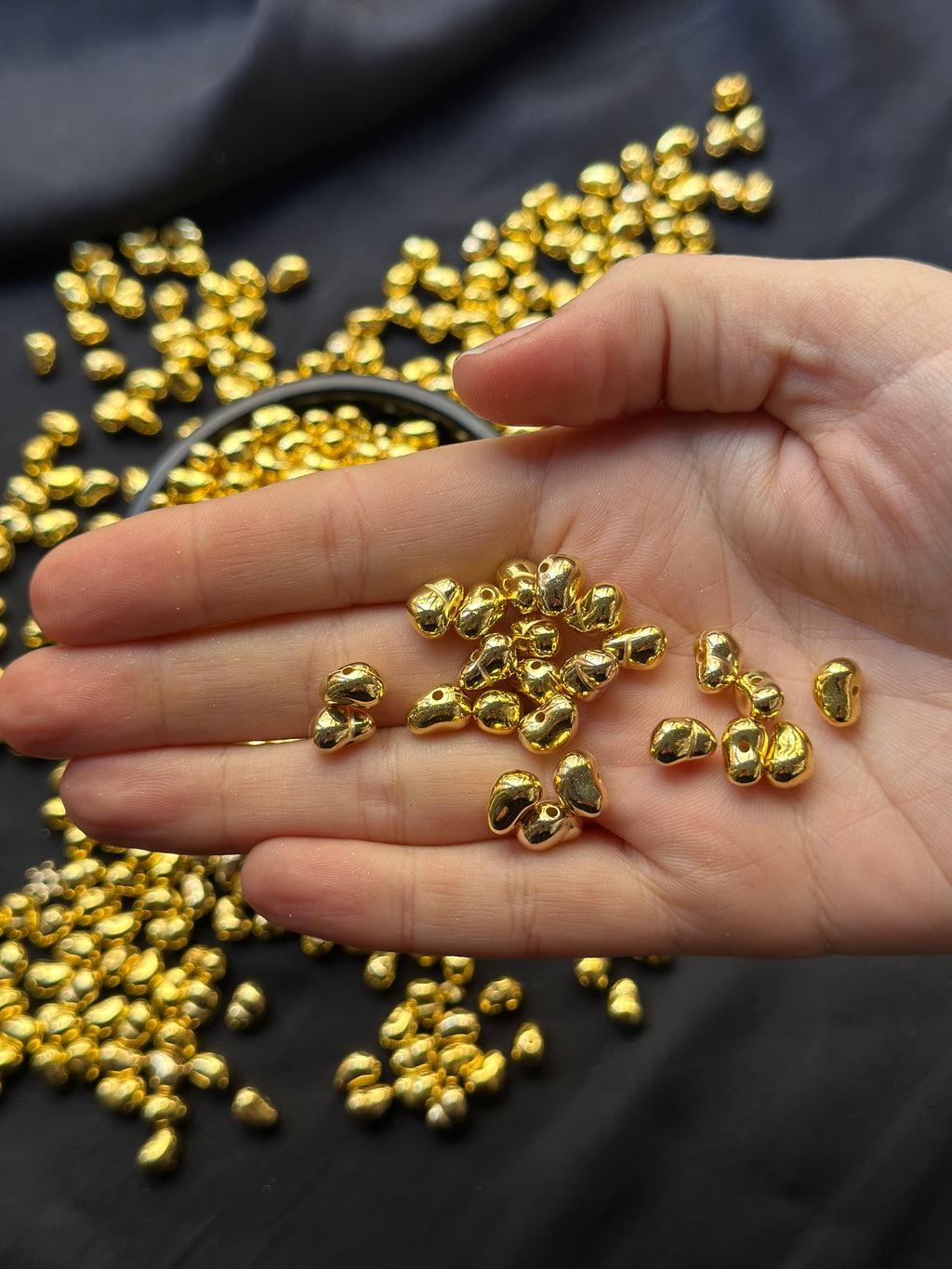 100 Adet Barok Yamuk İnci Boncuk 6x9 mm Gold Altın Kaplama Takı Aksesuarı
