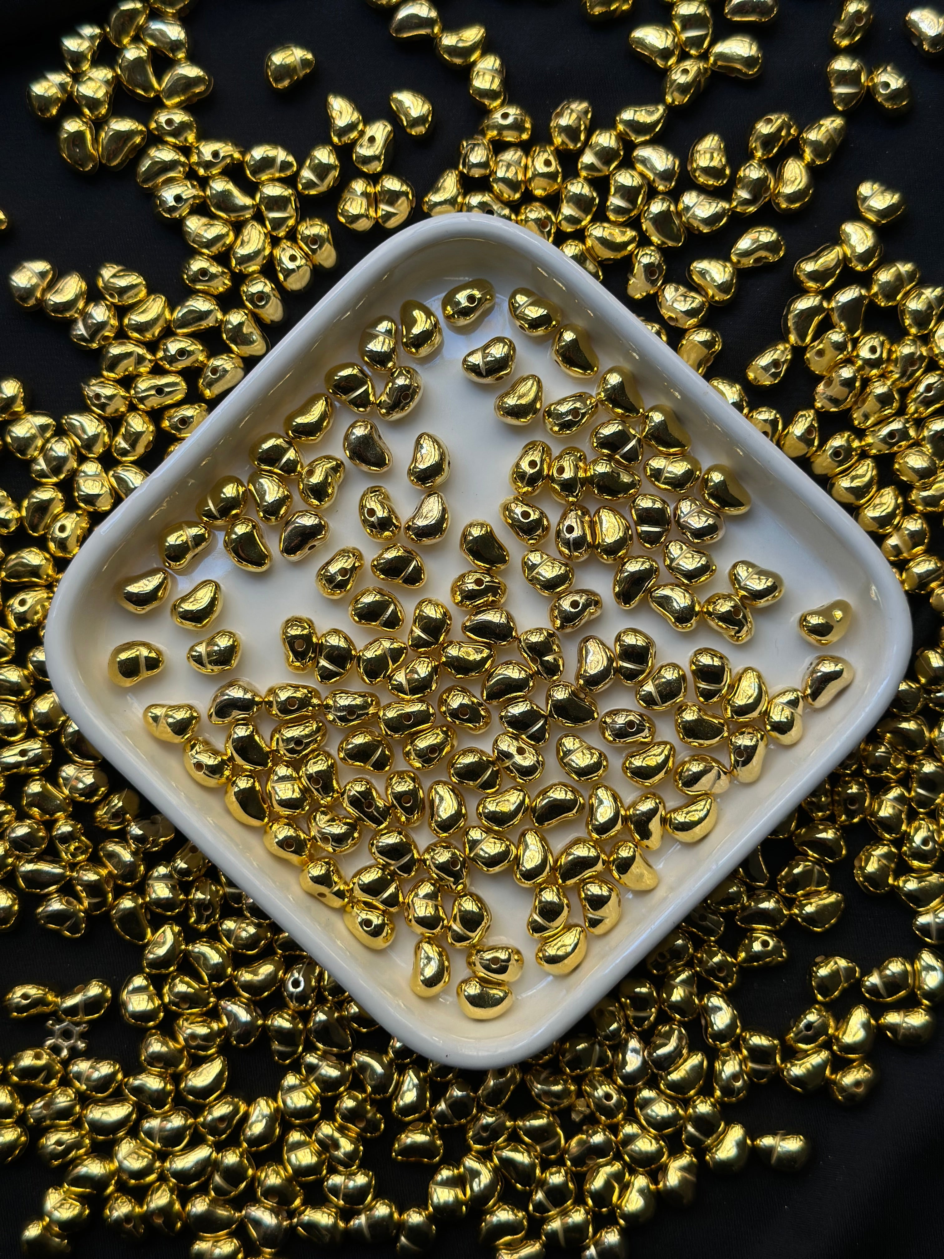 100 Adet Barok Yamuk İnci Boncuk 6x9 mm Gold Altın Kaplama Takı Aksesuarı