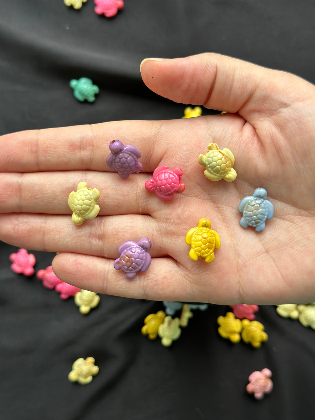 40 Adet Kaplumbağa Boncuk 20 mm | Beyaz | Caretta Caretta | Akrilik Plastik
