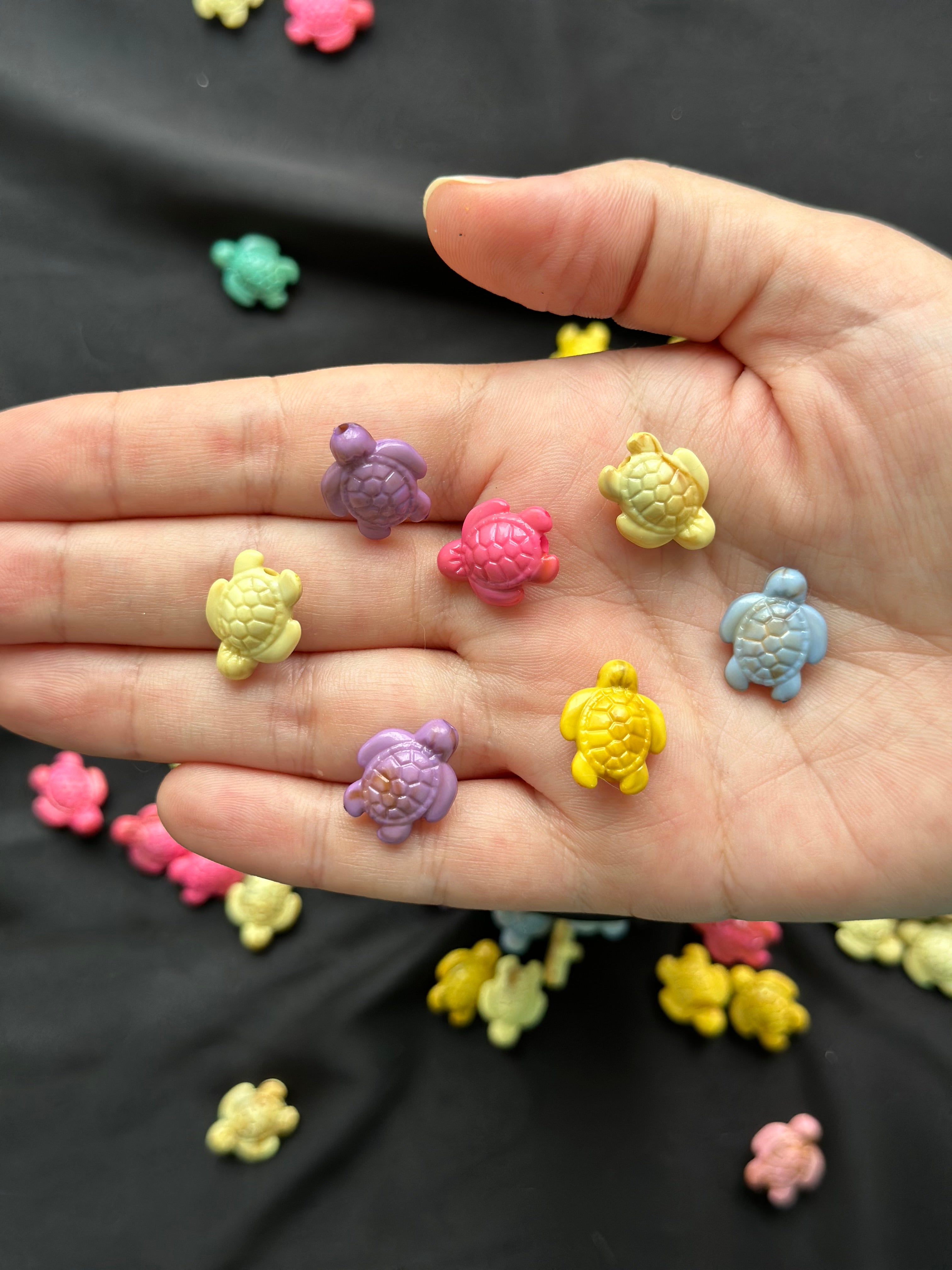 40 Adet Kaplumbağa Boncuk 20 mm | Beyaz | Caretta Caretta | Akrilik Plastik