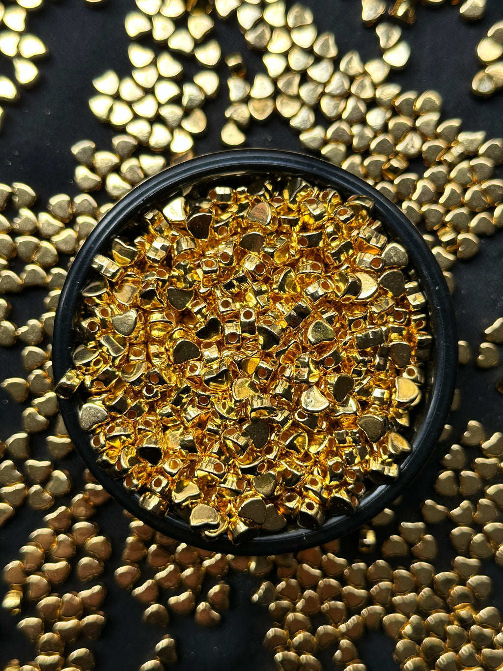200 Adet Altın Sarı Kalp Boncuk – Gold Dore Ara Aparat Takı ve Aksesuar Boncuğu