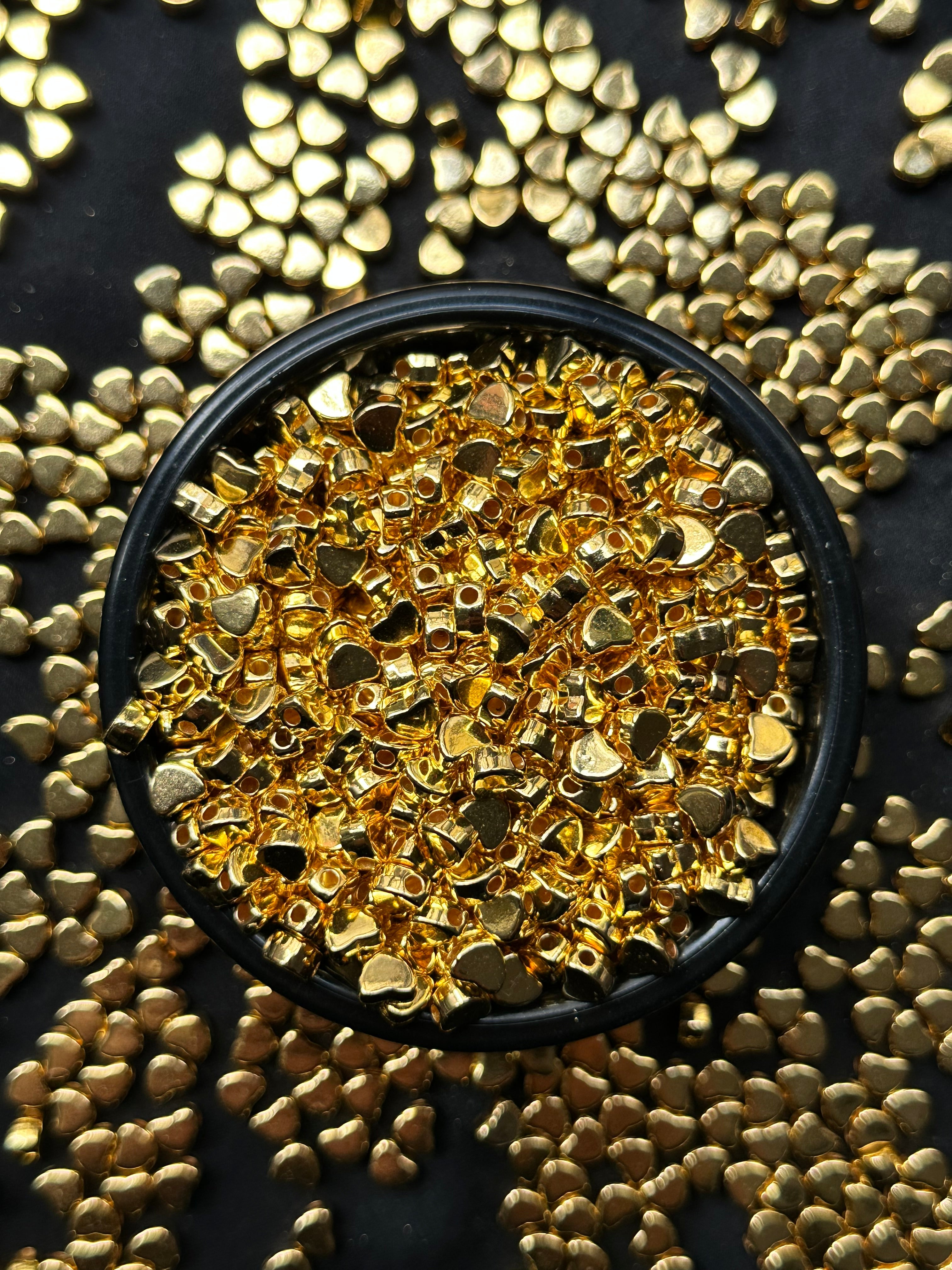 200 Adet Altın Sarı Kalp Boncuk – Gold Dore Ara Aparat Takı ve Aksesuar Boncuğu